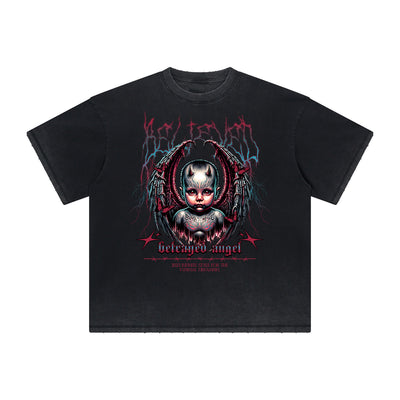 Thick Faded Fallen Angel Graphic T Shirt