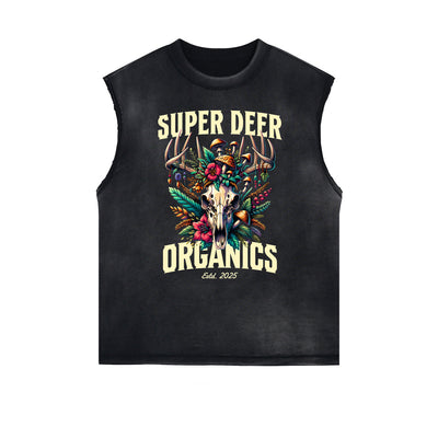 Frayed Edge Floral Graphic Tank Top