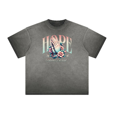 Thick Faded Floral Graphic T Shirt
