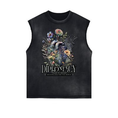 Frayed Edge Floral Graphic Tank Top