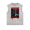 Distressed Sleeveless Gangster Style Pattern Tee