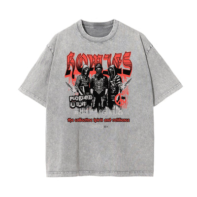 Stone Wash Graffiti Pattern T Shirt