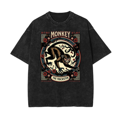 Washed Chinese Zodiac Graphic Cotton Tee