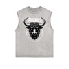 Distressed Sleeveless Chinese Zodiac Pattern Tee