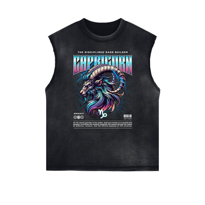 Frayed Edge Chinese Zodiac Graphic Tank Top