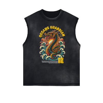 Frayed Edge Chinese Zodiac Graphic Tank Top