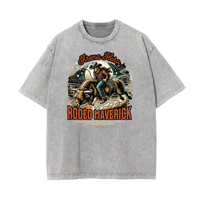 Stone Wash Retro Revival Pattern T Shirt