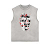 Distressed Sleeveless Abstract Art Pattern Tee