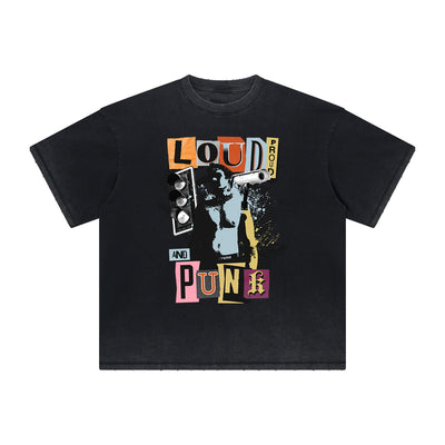 Thick Faded Abstract Art Graphic T Shirt