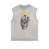 Distressed Sleeveless Abstract Art Pattern Tee