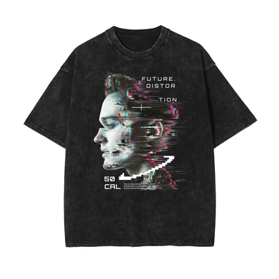 Washed Abstract Art Graphic Cotton Tee