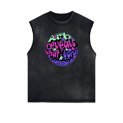 Frayed Edge Abstract Art Graphic Tank Top