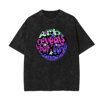 Washed Abstract Art Graphic Cotton Tee