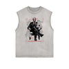 Distressed Sleeveless Abstract Art Pattern Tee
