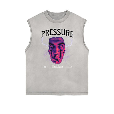 Distressed Sleeveless Abstract Art Pattern Tee