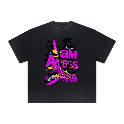 Thick Faded Abstract Art Graphic T Shirt