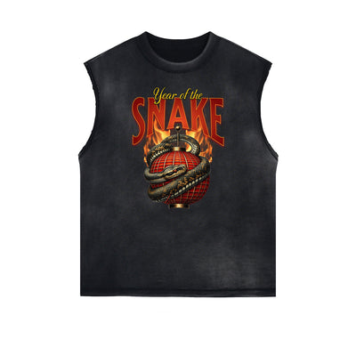 Frayed Edge Snake Graphic Tank Top