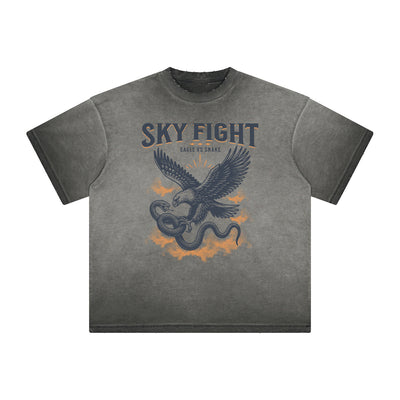 Thick Faded Snake Graphic T Shirt