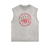 Distressed Sleeveless Snake Pattern Tee
