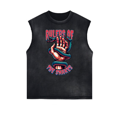 Frayed Edge Snake Graphic Tank Top