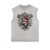 Distressed Sleeveless Snake Pattern Tee