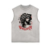 Distressed Sleeveless Snake Pattern Tee