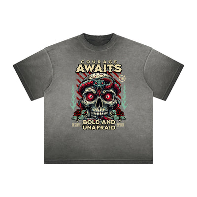 Thick Faded Snake Graphic T Shirt