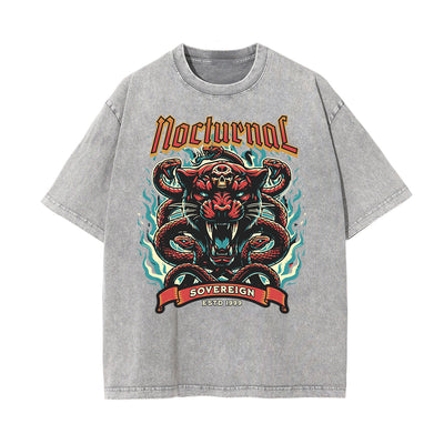 Stone Wash Snake Pattern T Shirt