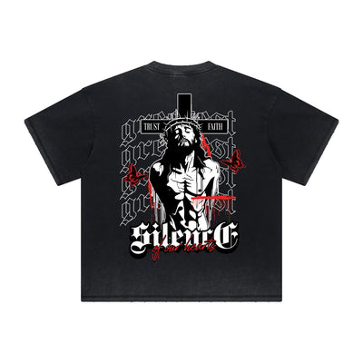 Thick Faded Jesus Graphic T Shirt