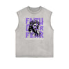 Distressed Sleeveless Jesus Pattern Tee