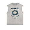 Distressed Sleeveless Jesus Pattern Tee