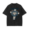 Stone Wash Jesus Pattern T Shirt