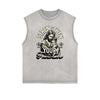 Distressed Sleeveless Jesus Pattern Tee