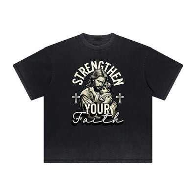 Thick Faded Jesus Graphic T Shirt