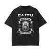 Stone Wash Jesus Pattern T Shirt