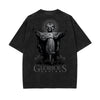 Stone Wash Jesus Pattern T Shirt