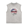 Distressed Sleeveless Red Lips Pattern Tee