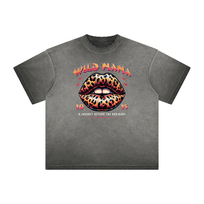 Thick Faded Red Lips Graphic T Shirt