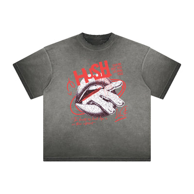 Thick Faded Red Lips Graphic T Shirt