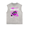 Distressed Sleeveless Red Lips Pattern Tee