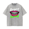 Stone Wash Red Lips Pattern T Shirt