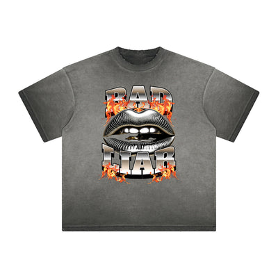Thick Faded Red Lips Graphic T Shirt