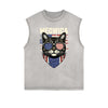 Frayed Edge Cat Graphic Tank Top
