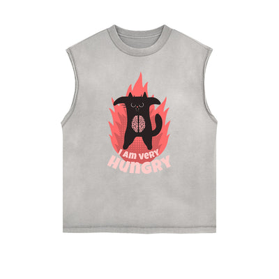 Frayed Edge Cat Graphic Tank Top