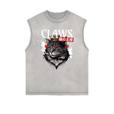 Frayed Edge Cat Graphic Tank Top