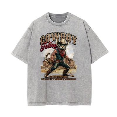 Washed Cat Graphic Cotton Tee