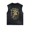 Distressed Sleeveless Tiger Pattern Tee