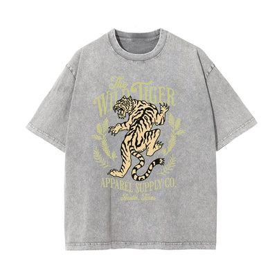 Washed Tiger Graphic Cotton Tee