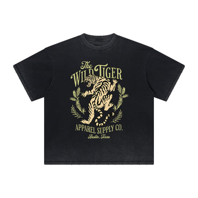 Thick Faded Tiger Graphic T Shirt