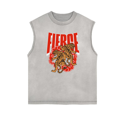 Frayed Edge Tiger Graphic Tank Top